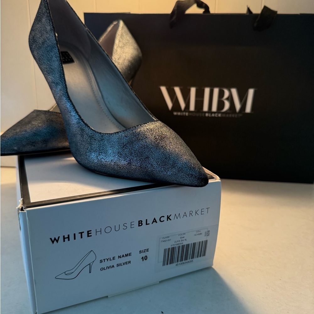 White House Black Market Silver Stiletto Heels